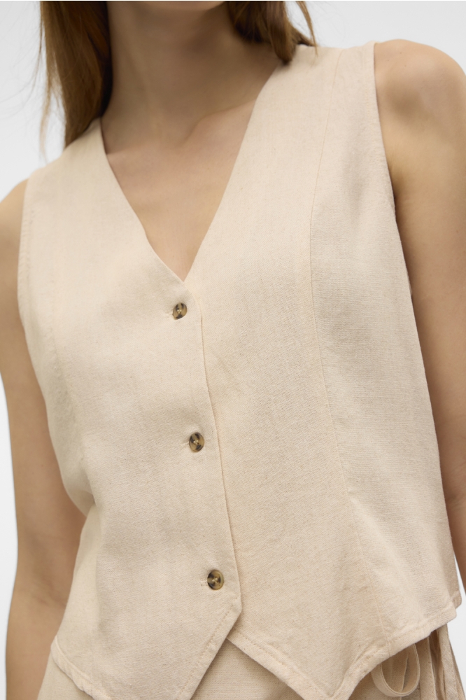 VMMYMILO S/L WAISTCOAT WVN GA 10321606 OATMEAL/MELANGE